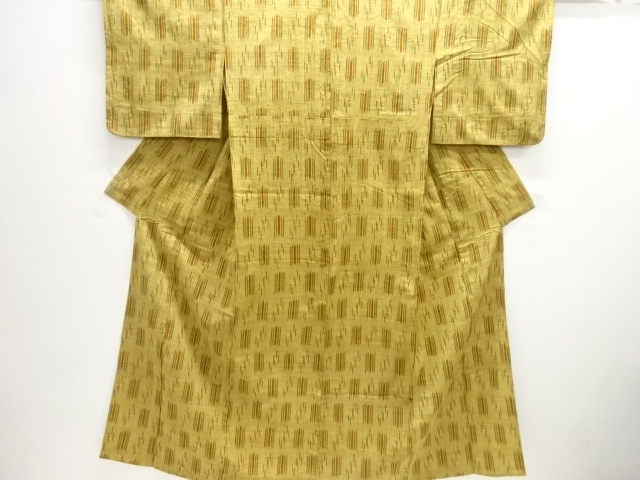 JAPANESE KIMONO / ANTIQUE HITOE KIMONO / SILK / MAWATA TSUMUGI / WOVEN OVERALL PATTERN